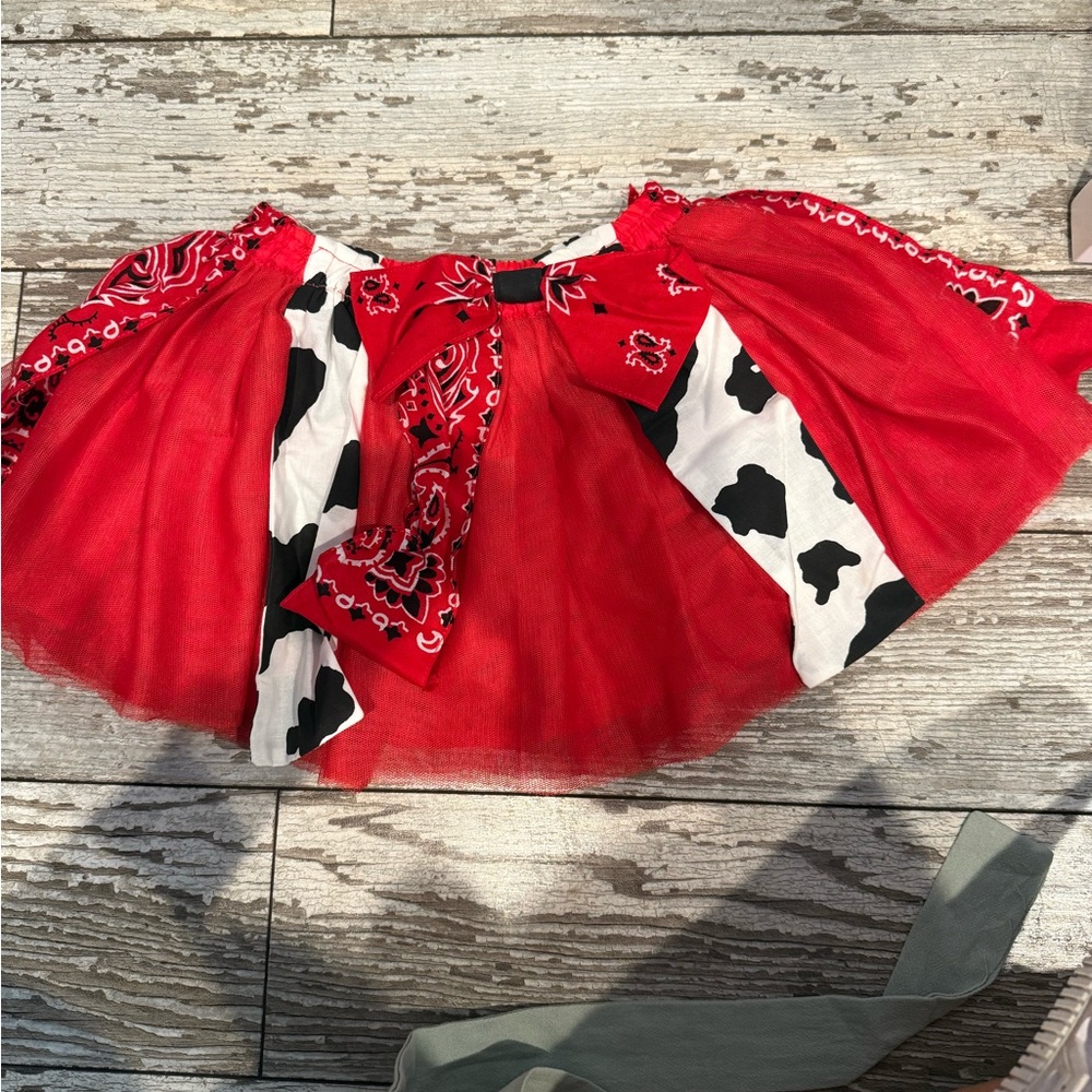 Girls red cowgirl tutu skirt size 18-24 months